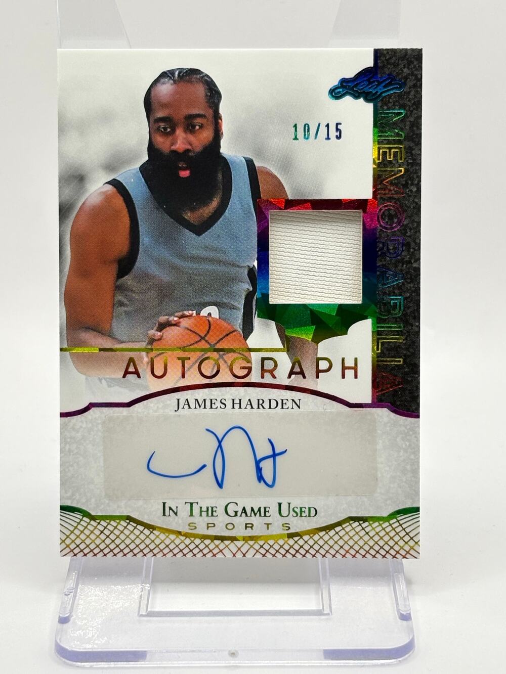 2024 Leaf In the Game Used James Harden Jersey Patch Auto 10/15 SP Cavaliers